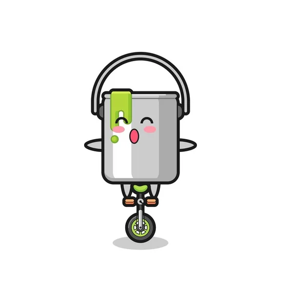 Şirin Boya Kutusu Karakteri Sirk Bisikleti Sürüyor Tişört Çıkartma Logo — Stok Vektör