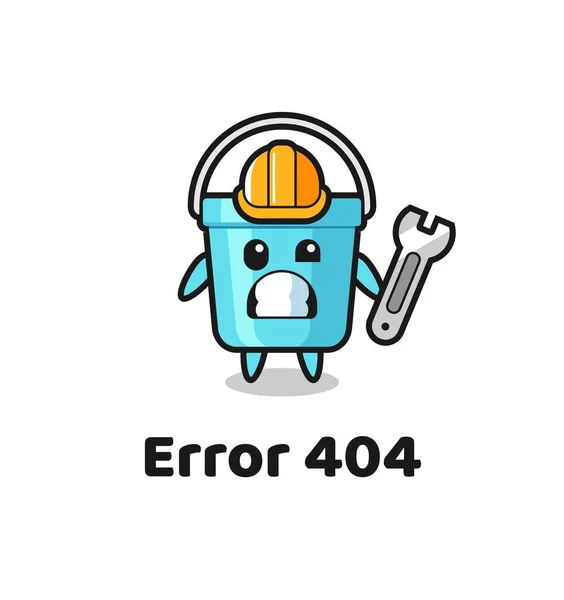 错误404与可爱的塑料桶吉祥物 可爱的风格设计T恤 标志元素 — 图库矢量图片