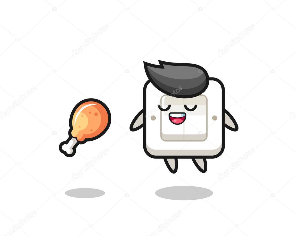 Cute light switch floating and tempted because of fried chicken , cute style design for t shirt, sticker, logo element