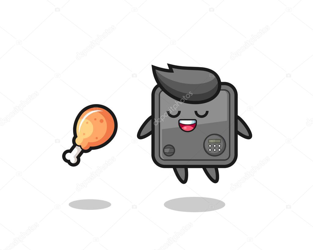Cute safe box floating and tempted because of fried chicken , cute style design for t shirt, sticker, logo element
