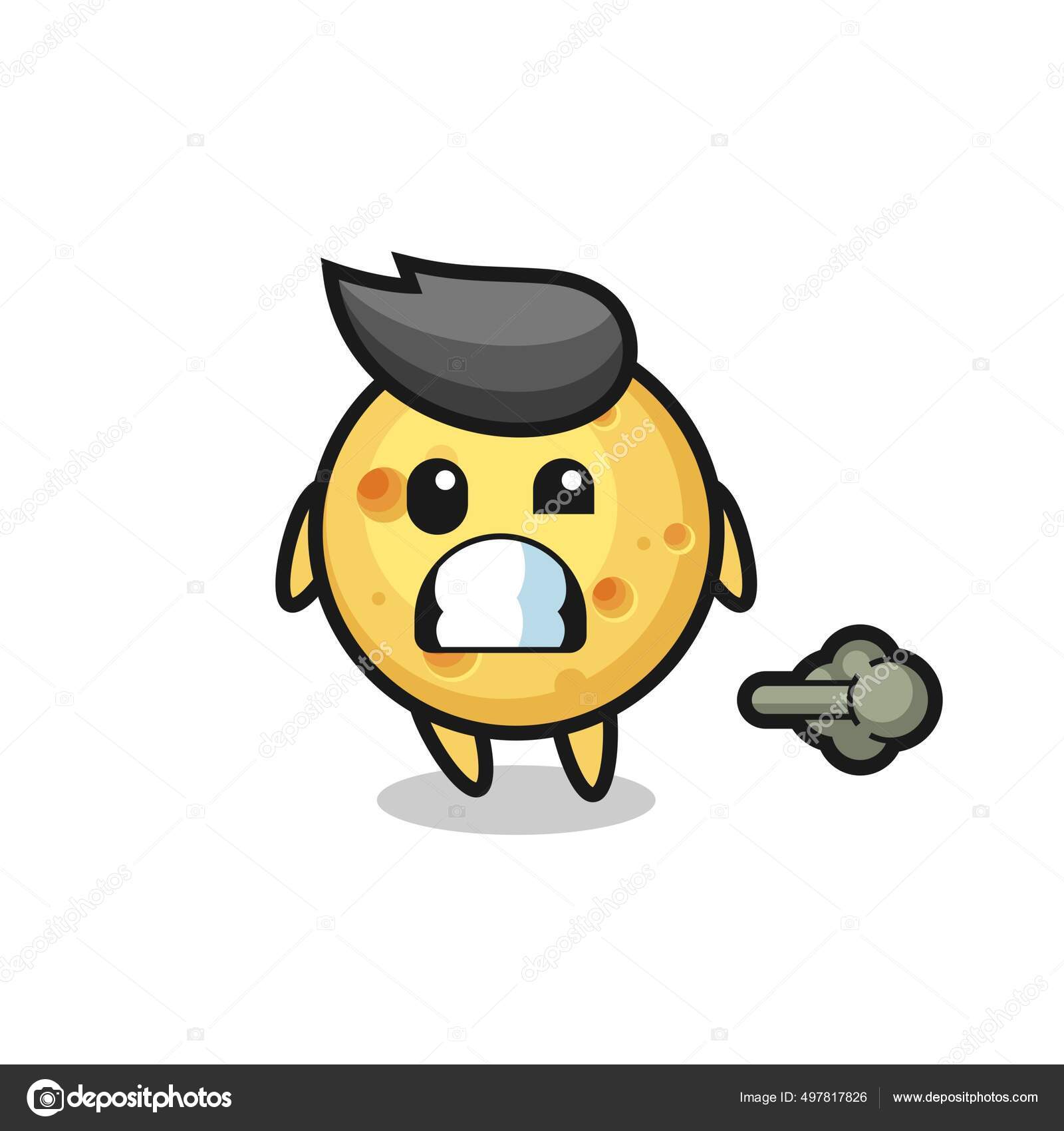 Иллюстрация Шаржа Круглым Сыром Милый Дизайн Футболки Стикер.