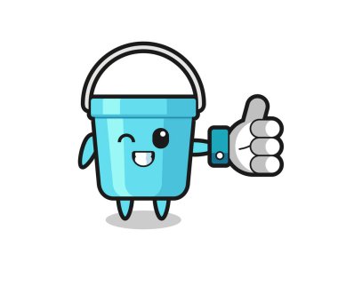 Sosyal medya sembolü olan sevimli plastik kova, tişört, etiket, logo ögesi için şirin tasarım