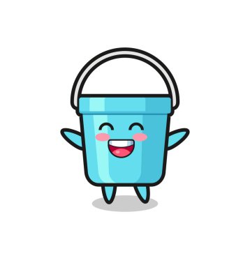 Mutlu bebek plastik kova çizgi film karakteri, tişört, çıkartma, logo elementi için şirin tasarım.