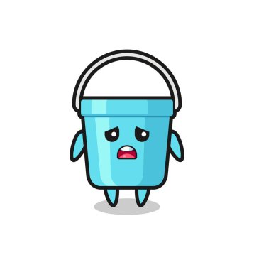 Plastik kova çizgi filminin hayal kırıklığına uğramış ifadesi, tişört, çıkartma, logo elementi için şirin tasarım.