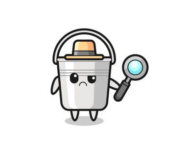 Dedektif olarak sevimli metal kovanın maskotu tişört, çıkartma ve logo elementleri için şirin bir tasarım.