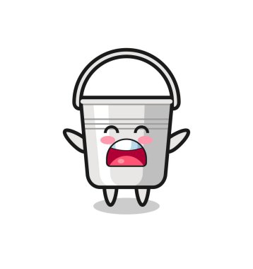 Esneme ifadesi olan sevimli metal bir maskot tişört, çıkartma, logo elementi için şirin bir tasarım.