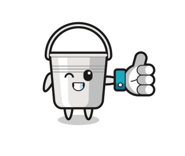 Sosyal medya sembolü olan sevimli metal kova, tişört, etiket, logo elementi için şirin tasarım