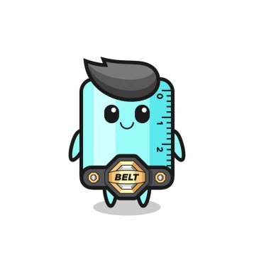 Kemerli MMA savaşçı cetvel maskotu. Tişört, çıkartma, logo elementi için şirin bir tasarım.