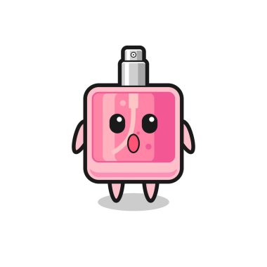 Parfüm karikatürünün hayret verici ifadesi, tişört, etiket, logo elementi için şirin tasarım.