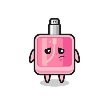 Parfüm çizgi film karakterinin tembel jesti, tişört, çıkartma, logo elementi için şirin bir tasarım.