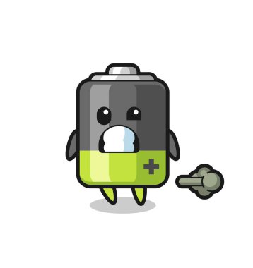 Batarya karikatürünün osurması, tişört, çıkartma, logo elementi için şirin bir tasarım.