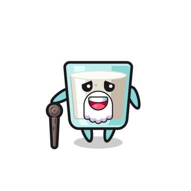 Şirin süt dedesi çubuk tutuyor, tişört, çıkartma, logo elementi için şirin bir tasarım.