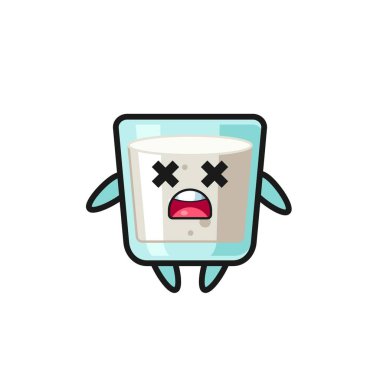 Ölü süt maskotu karakteri, tişört, çıkartma, logo elementi için şirin bir tasarım.