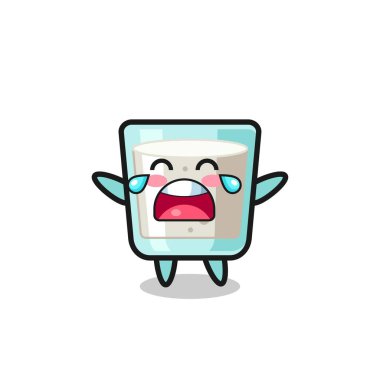 Ağlayan süt bebeği tasviri, tişört, çıkartma, logo elementi için şirin tasarım