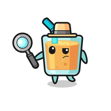 Portakal suyu dedektifi bir davayı inceliyor. Tişört, çıkartma, logo elementi için şirin bir tasarım.