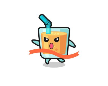 Şirin portakal suyu illüstrasyonu bitişe ulaşıyor, tişört, etiket, logo elementi için şirin bir tasarım.