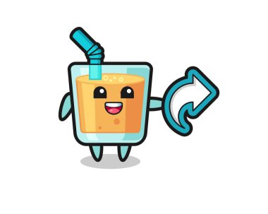 Şirin portakal suyu sosyal medya paylaşımı sembolü, tişört, etiket, logo ögesi için şirin tasarım