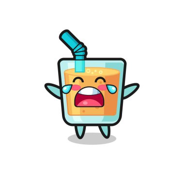 Ağlayan portakal suyu, şirin bebek, tişört, çıkartma, logo elementi için şirin tasarım.