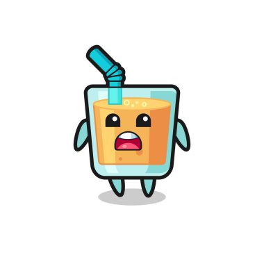 Özür dileyen bir ifadeyle portakal suyu çizimi, tişört, çıkartma, logo elementi için şirin bir tasarım.