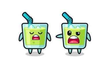 İki tatlı kavun suyu karakteri, tişört, çıkartma ve logo elementi için şirin bir tasarım arasındaki tartışmanın gösterimi