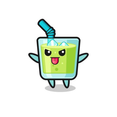 Yaramaz kavun suyu karakteri dalga geçme pozunda, tişört, çıkartma, logo elementi için şirin tasarım