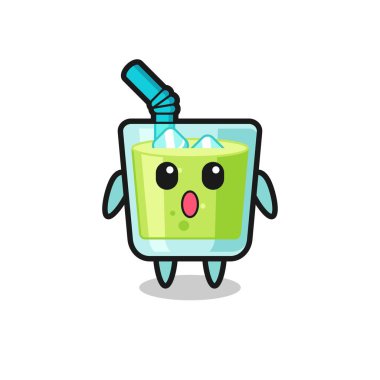 Kavun suyu karikatürünün hayret verici ifadesi, tişört, çıkartma, logo elementi için şirin bir tasarım.