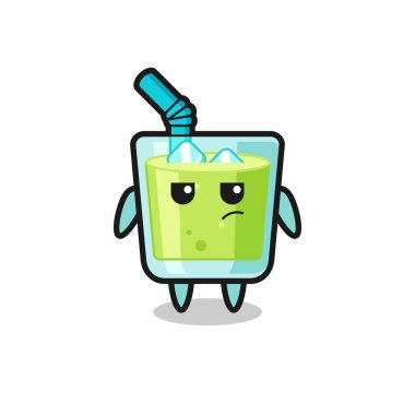 Şüpheli ifadeli sevimli kavun suyu karakteri, tişört, etiket, logo elementi için şirin tasarım.