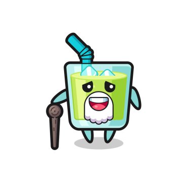 Şirin kavun suyu dedemin elinde bir çubuk var. Tişört, çıkartma, logo elementi için şirin bir tasarım.