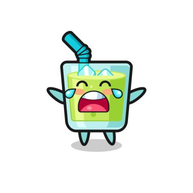 Ağlayan kavun suyu, tatlı bebek, tişört, çıkartma, logo elementi için şirin tasarım.