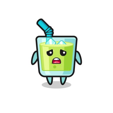 Kavun suyu çizgi filminin hayal kırıklığına uğramış ifadesi, tişört, etiket, logo elementi için şirin bir tasarım.