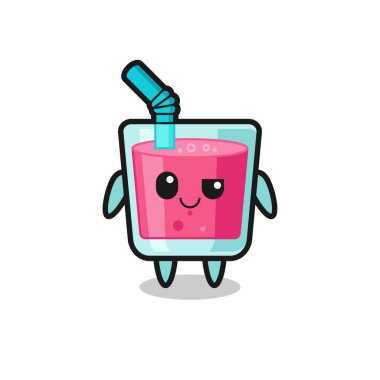 Kibirli bir ifadeyle çilek suyu karikatürü, tişört, çıkartma, logo elementi için şirin bir tasarım.