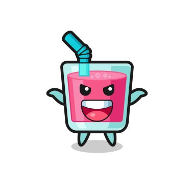 Şirin çilek suyunun korku jesti çizimi tişört, çıkartma ve logo için şirin bir tasarım.