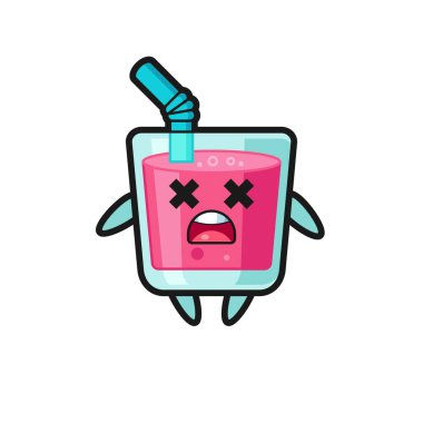 Ölü çilek suyu maskotu karakteri, tişört, çıkartma, logo elementi için şirin tasarım.