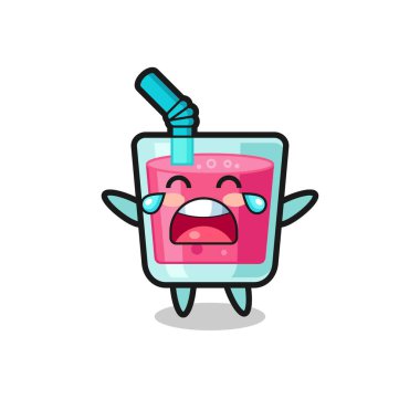 Ağlayan çilek suyu, şirin bebek, tişört, çıkartma, logo elementi için şirin bir tasarım.