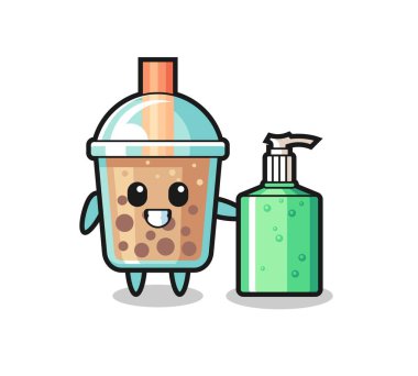 El dezenfektanı, tişört, çıkartma, logo elementi için şirin bir tasarım.