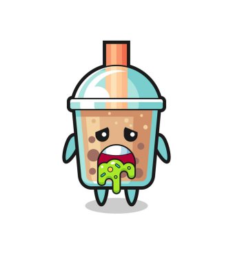 Kusmuklu şirin köpüklü çay karakteri, tişört, çıkartma, logo elementi için şirin tasarım.