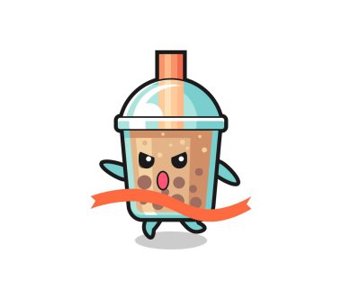 Şirin köpüklü çay illüstrasyonu bitişe ulaşıyor, tişört, etiket, logo elementi için şirin bir tasarım.