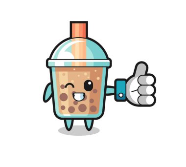 Sosyal medya sembollü şirin köpüklü çay tişört, etiket, logo ögesi için sevimli tasarım