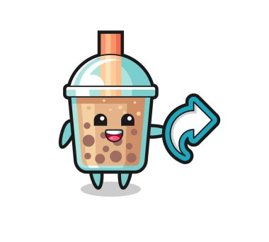 Şirin köpüklü çay sosyal medya paylaşımı sembolü, tişört, etiket, logo ögesi için şirin tasarım