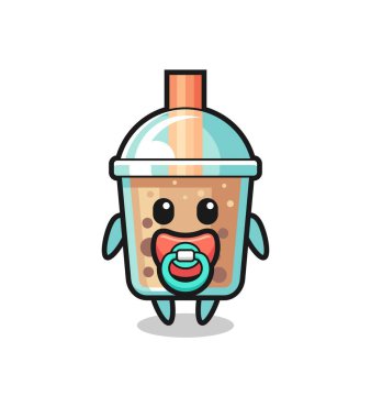 Bebek baloncuklu çay çizgi film karakteri emzik, tişört, çıkartma, logo elementi için şirin bir tasarım.