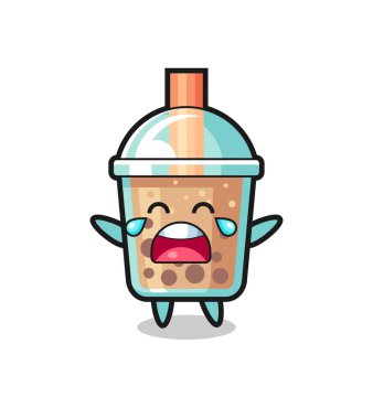 Ağlayan baloncuk çayının güzel bebeği, tişört, çıkartma, logo elementi için şirin bir tasarım.