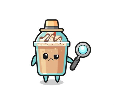Dedektif olarak şirin milkshake 'in maskotu tişört, çıkartma ve logo elementleri için şirin bir tasarım.