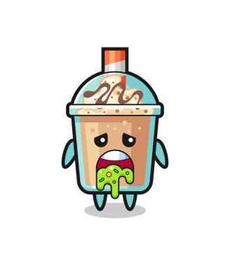 Kusmuklu şirin milkshake karakteri, tişört, etiket, logo elementi için şirin tasarım.