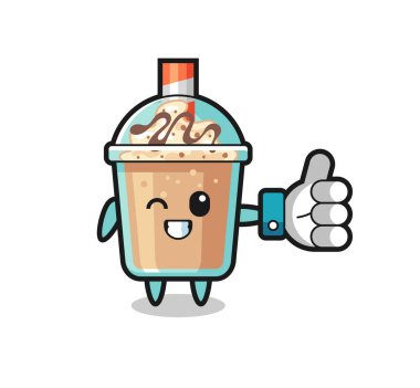 Sosyal medya sembollü şirin milkshake tişört, etiket, logo ögesi için şirin tasarım