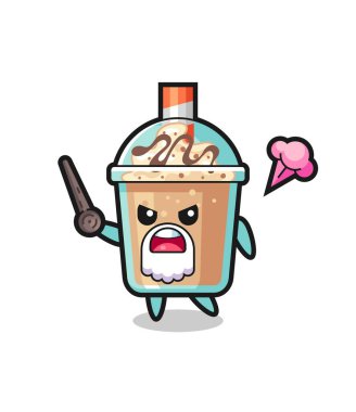 Şirin milkshake dedem sinirlenmeye başladı. Tişört, çıkartma, logo elementleri için şirin bir tasarım.