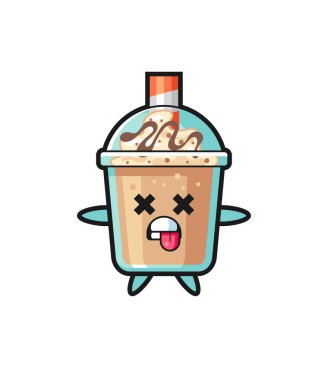 Ölü pozlu şirin milkshake karakteri, tişört, çıkartma, logo elementi için şirin tasarım