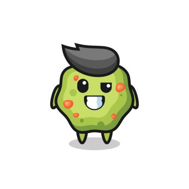 İyimser yüzlü sevimli kusmuk maskotu, tişört, çıkartma, logo elementi için şirin tasarım.