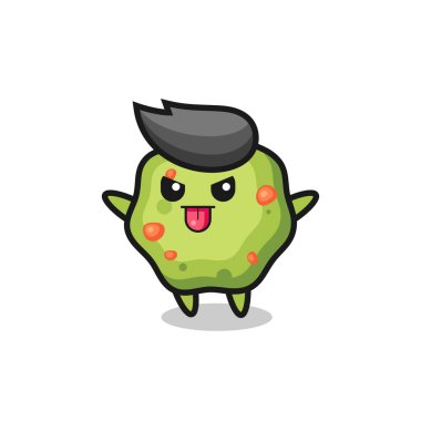 Alaycı poziyondaki kusmuk karakteri, tişört, çıkartma, logo elementi için şirin tasarım