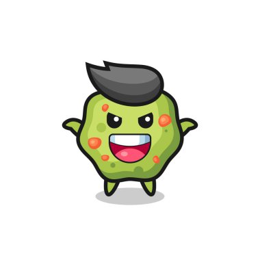 Şirin kusmuğun korku hareketi yapması, tişört, çıkartma, logo elementi için şirin bir tasarım.