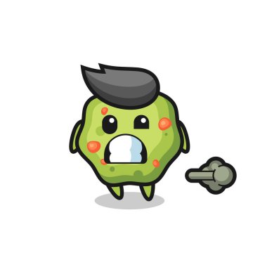 Kusmuk çizgi filminin osurması, tişört, çıkartma, logo elementi için şirin bir tasarım.